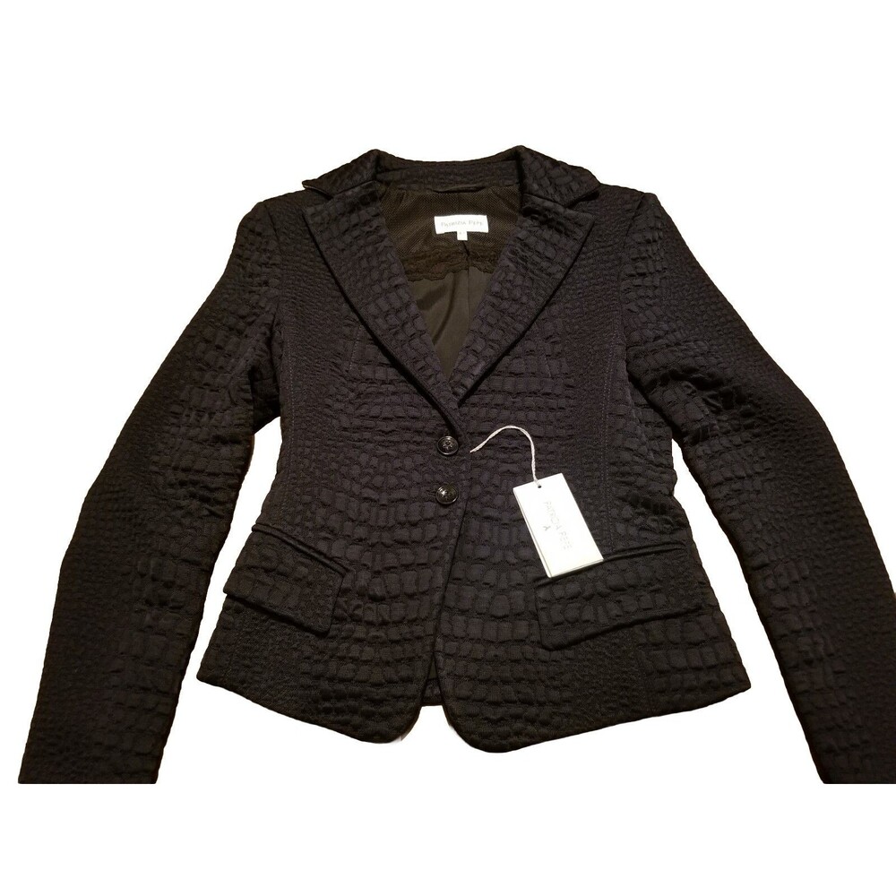 NWT Patrizia Pepe Giacca Jacket Women's Size 42 Dark Blue Blazer Reptile Scales - Picture 2 of 6